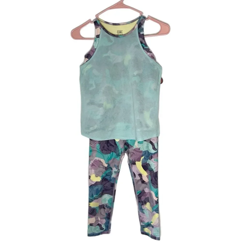 Athleta Girl Perfect Pair Camo Print Tank Top and Leggings Set